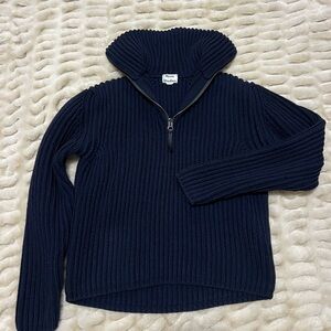 Acne Studios Navy Ribbed Wool Half Zip Sweater Lampo Zipper Italy